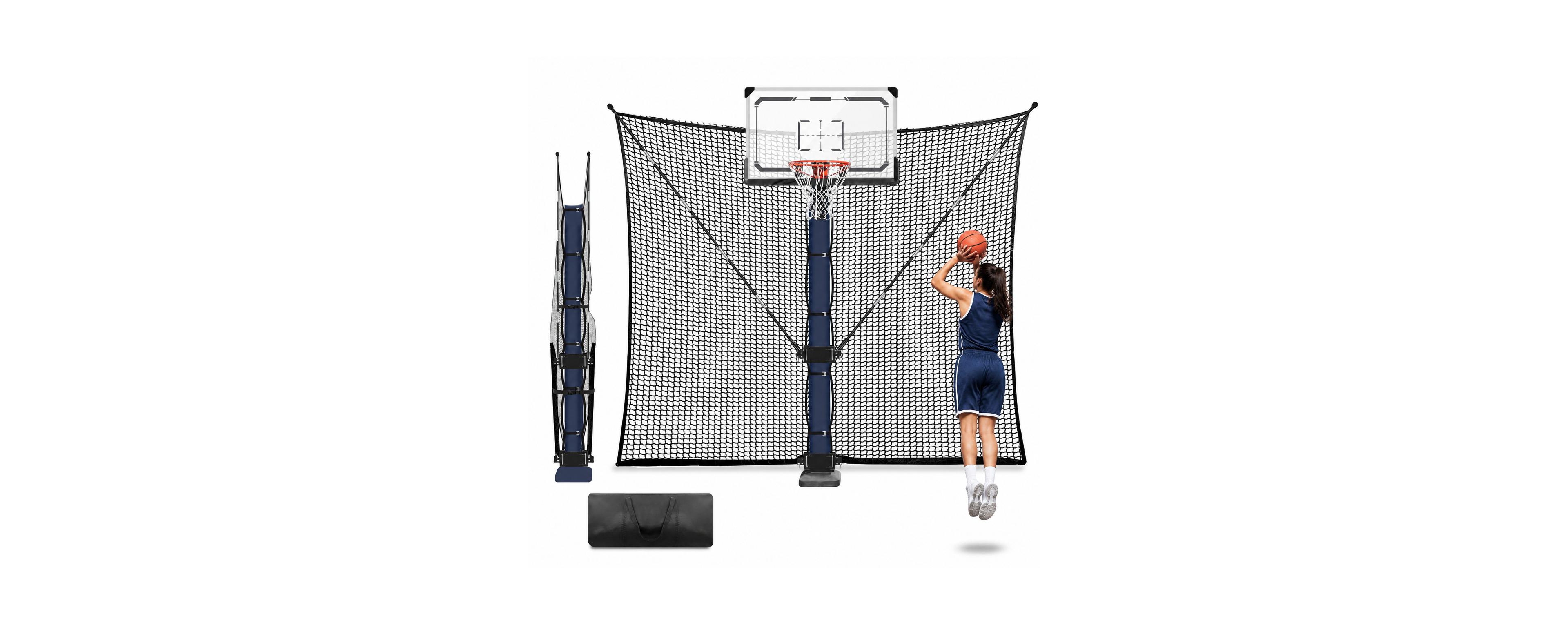 Peneyon 10x10 Ft Basketball Rebounder Net Universal Foldable Outdoor Practice Guardstop With Carry Bag