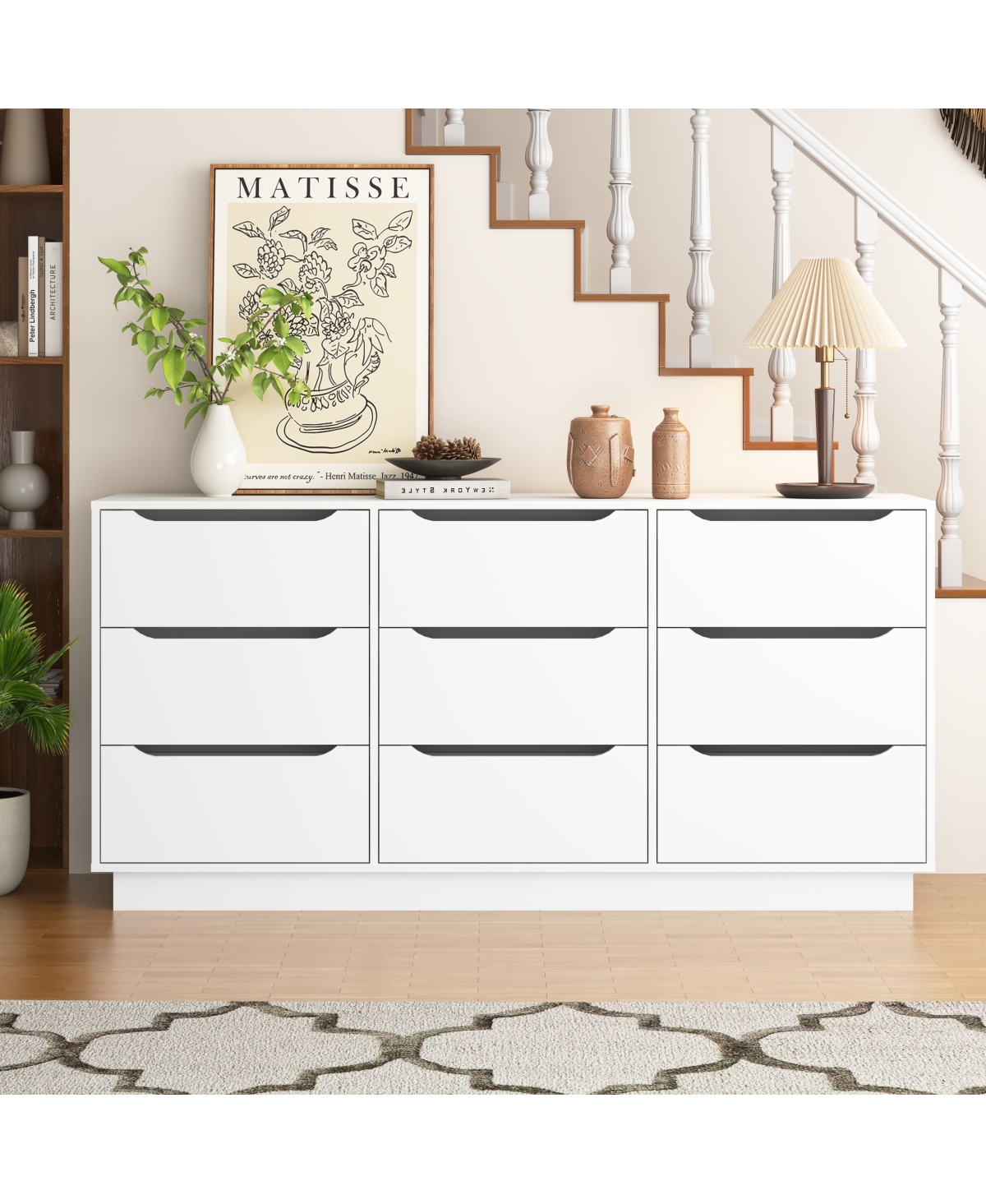 Streamdale Furniture 9 Drawer Wood Dresser for Bedroom, Modern Chest of Drawers