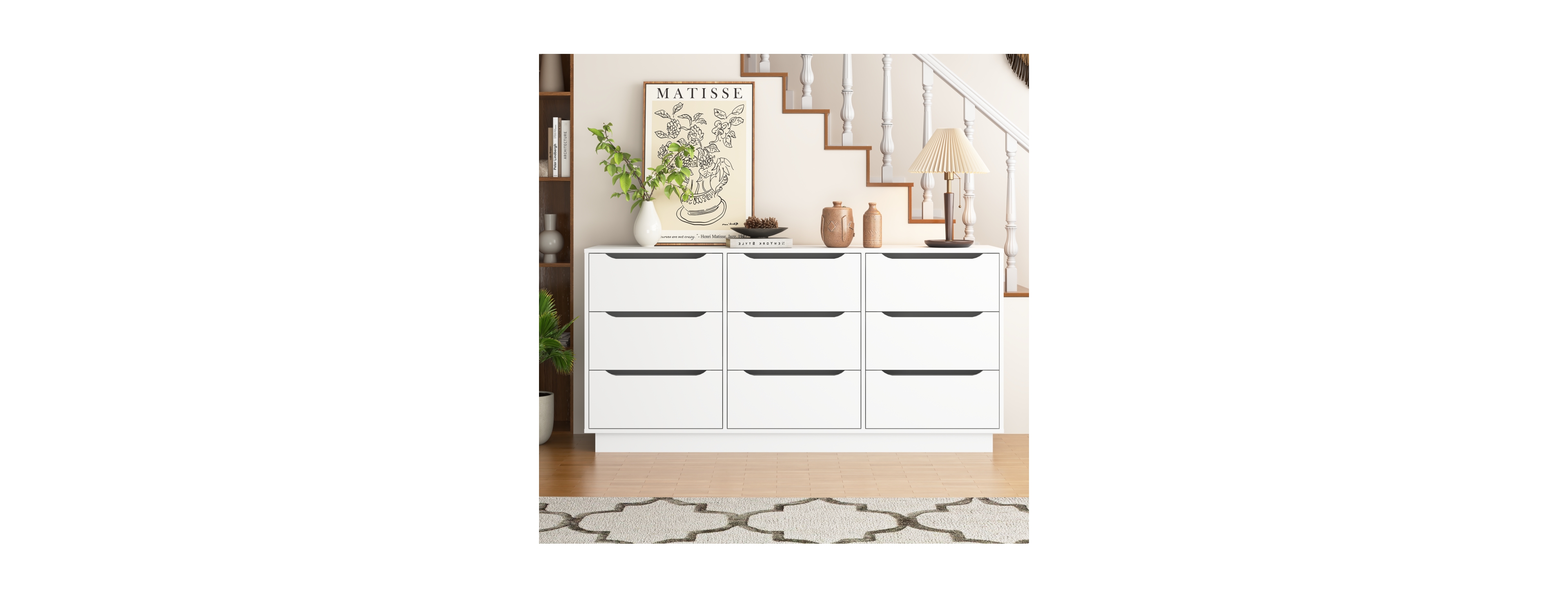 Streamdale Furniture 9 Drawer Wood Dresser for Bedroom, Modern Chest of Drawers