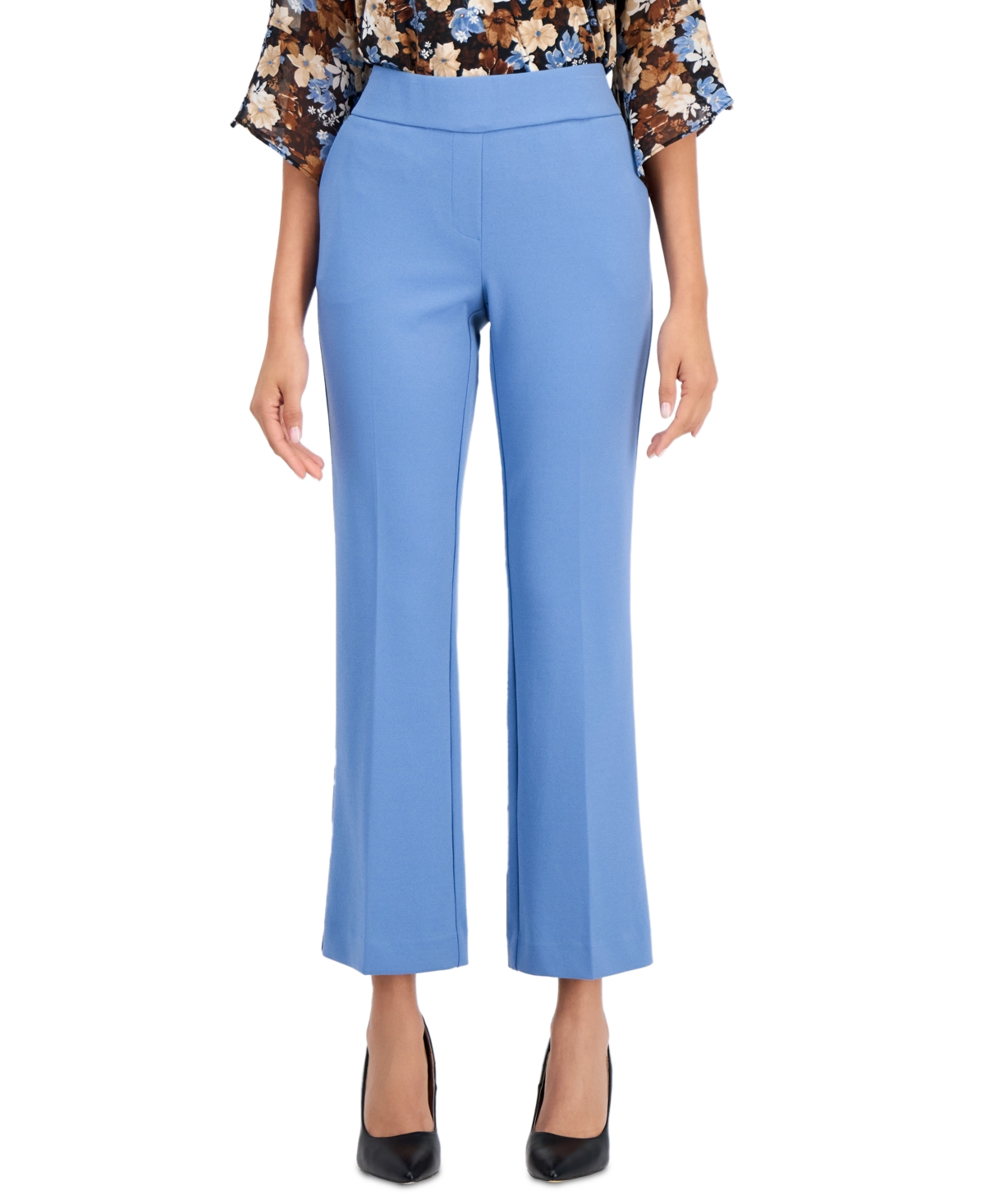 Ak Anne Klein Petite Pull-On Straight-Leg Pants - Dutch Blue