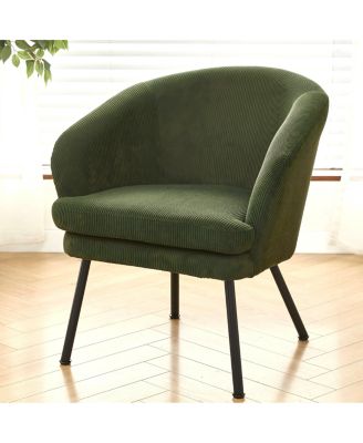 Corduroy Accent Chair with Metal Legs, Modern Upholstered Barrel Chair