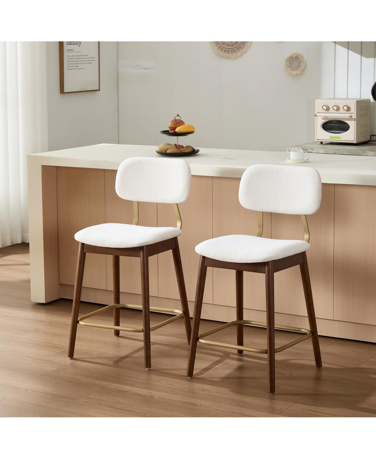 Streamdale Furniture Wooden Fabric Bar Stools Set of 2, Modern Kitchen Chairs