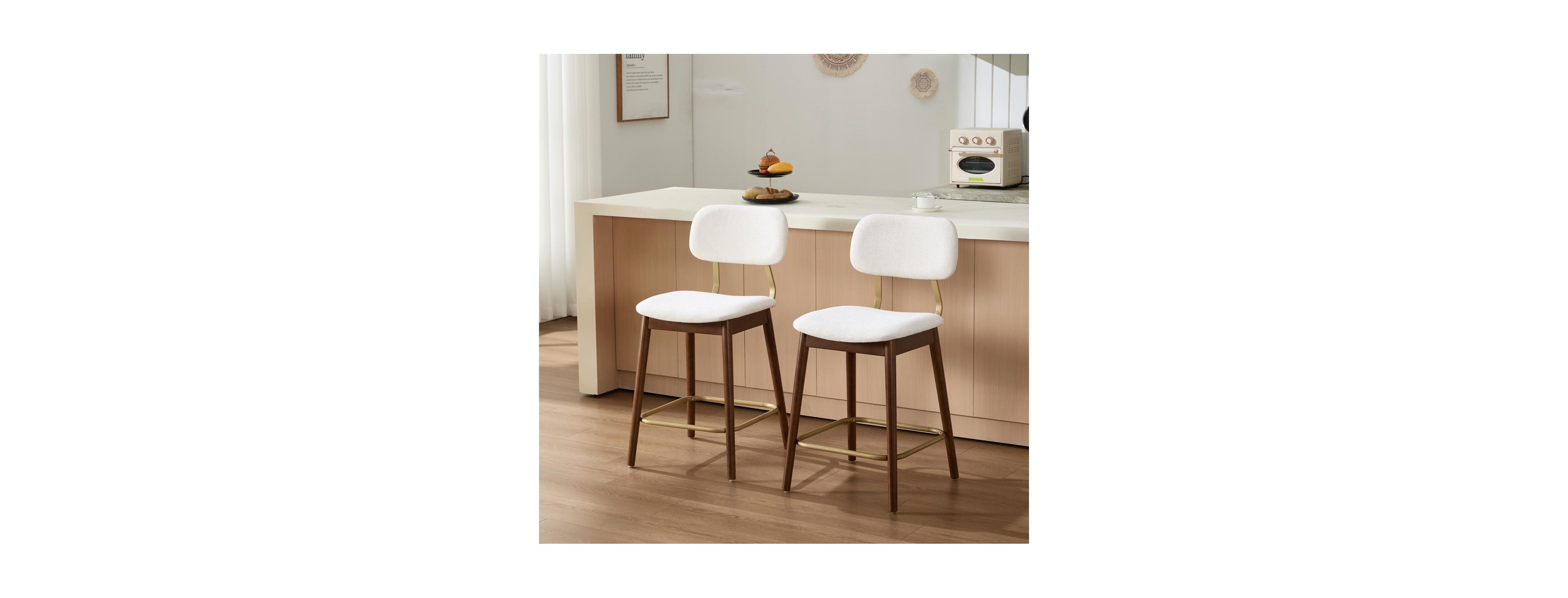Streamdale Furniture Wooden Fabric Bar Stools Set of 2, Modern Kitchen Chairs