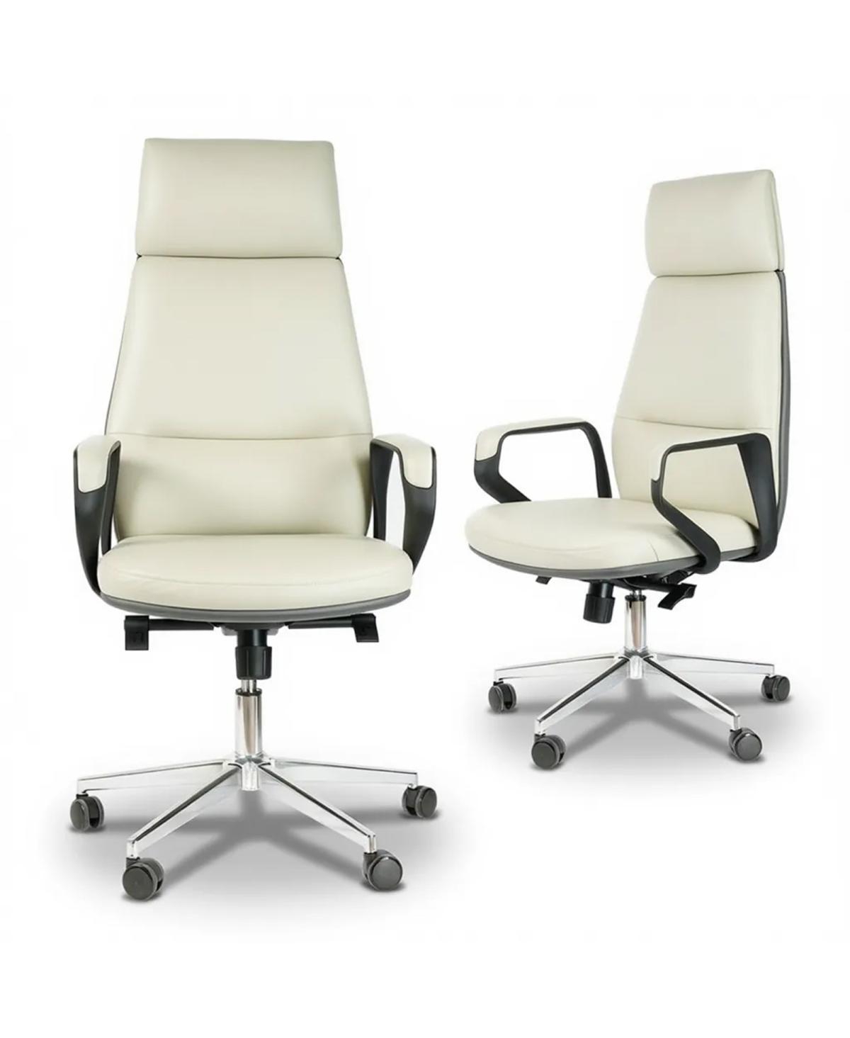 Streamdale Furniture Pu Leather High Back Ergonomic Office Chair, 400lbs - White