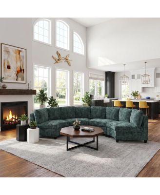 4-Seater Curved Modular Chenille Sectional Sofa