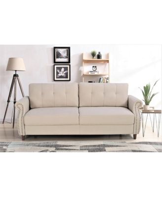 Transitional Button Tufted Loveseat Sofa with Rolled Arms