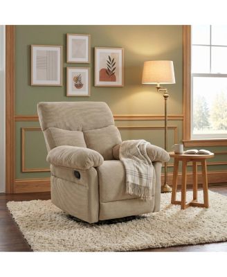 Modern Swivel Rocker Recliner Chair, Textured Fabric