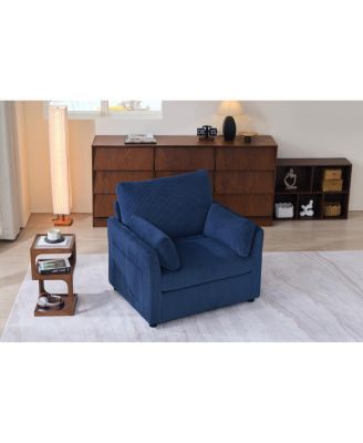 37.75" Corduroy Accent Chair with Storage Pockets and 2 Pillows