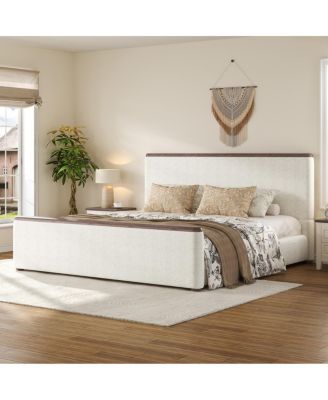  Queen Size Low-Profile Upholstered Platform Bed