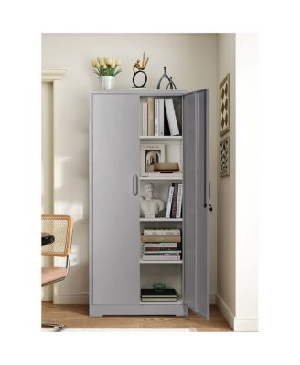 71 Inch 4-Shelf Metal Adjustable Locking Door Storage Cabinet