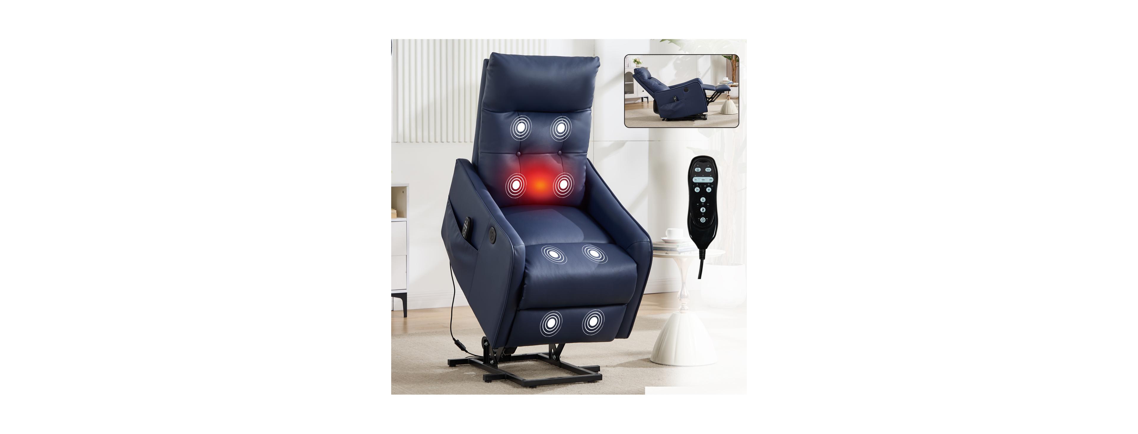 Streamdale Furniture Pu Power Lift Recliner with Massage and Heat