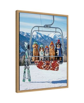 Ski Lift Dogs by Rouzbeh Zadrad Framed Canvas Wall Art Print
