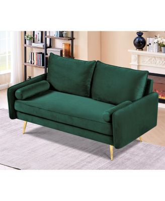 Modern Velvet 2-Seater Loveseat with Legs