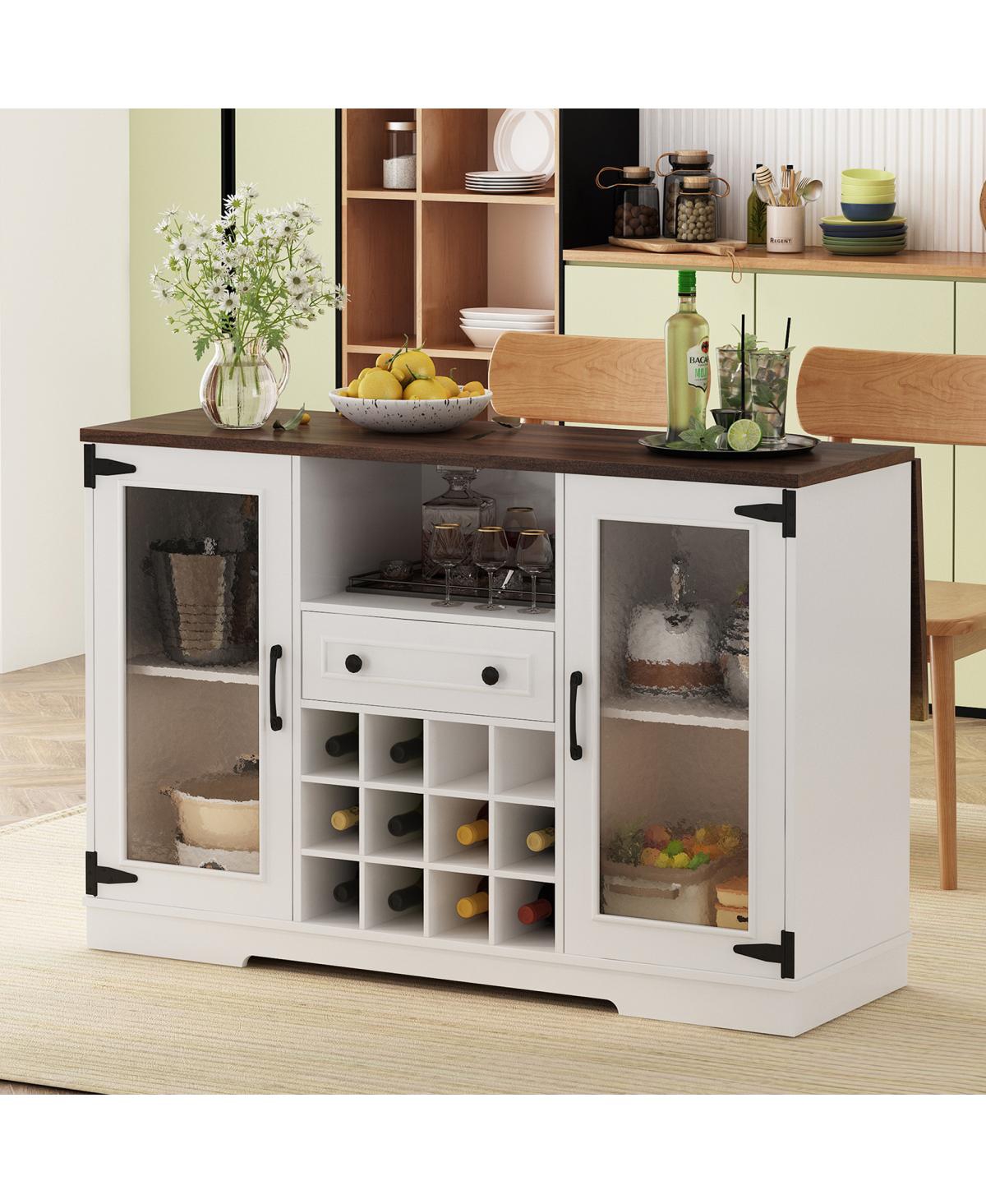 Streamdale Furniture Foldable Wine Cabinet with Led Lights and Glass Doors