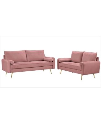 2-Piece Modern Velvet Sofa and Loveseat Set with Legs