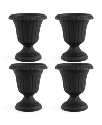 Set of 4 Vintage Urn Planters with Pedestal Base and Pre-Marked Drain Hole