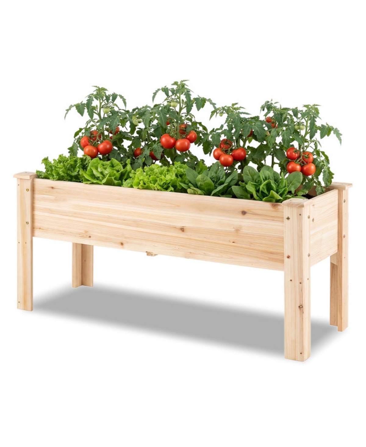 Gouun 47 Inch Elevated Fir Wood Garden Bed with Slotted Legs and Drain Holes