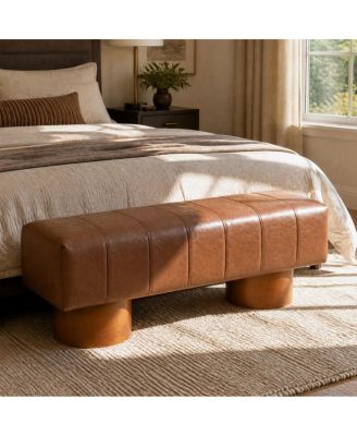 PU Upholstered Indoor Dining Bench, Rubber and Plywood Frame, 61.02 Inch