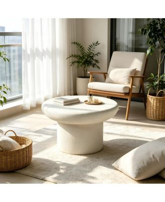 Streamdale Modern Round Mushroom Fiberglass Accent Table, 31.5" Cream