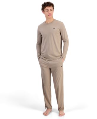 Men's Will Long-Sleeve Crewneck Cotton-Blend Pajama Pant, 2-Piece Set