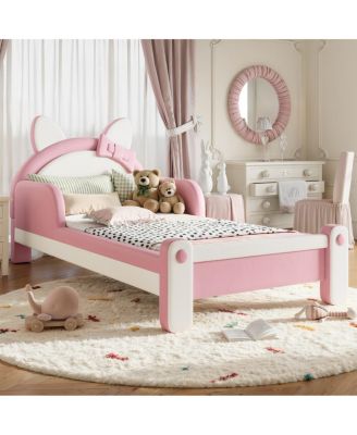 Cute Cat Upholstered Kids Platform Bed