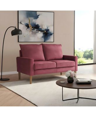 Modern Minimalist Velvet Loveseat Sofa, Compact 2 Seater Couch