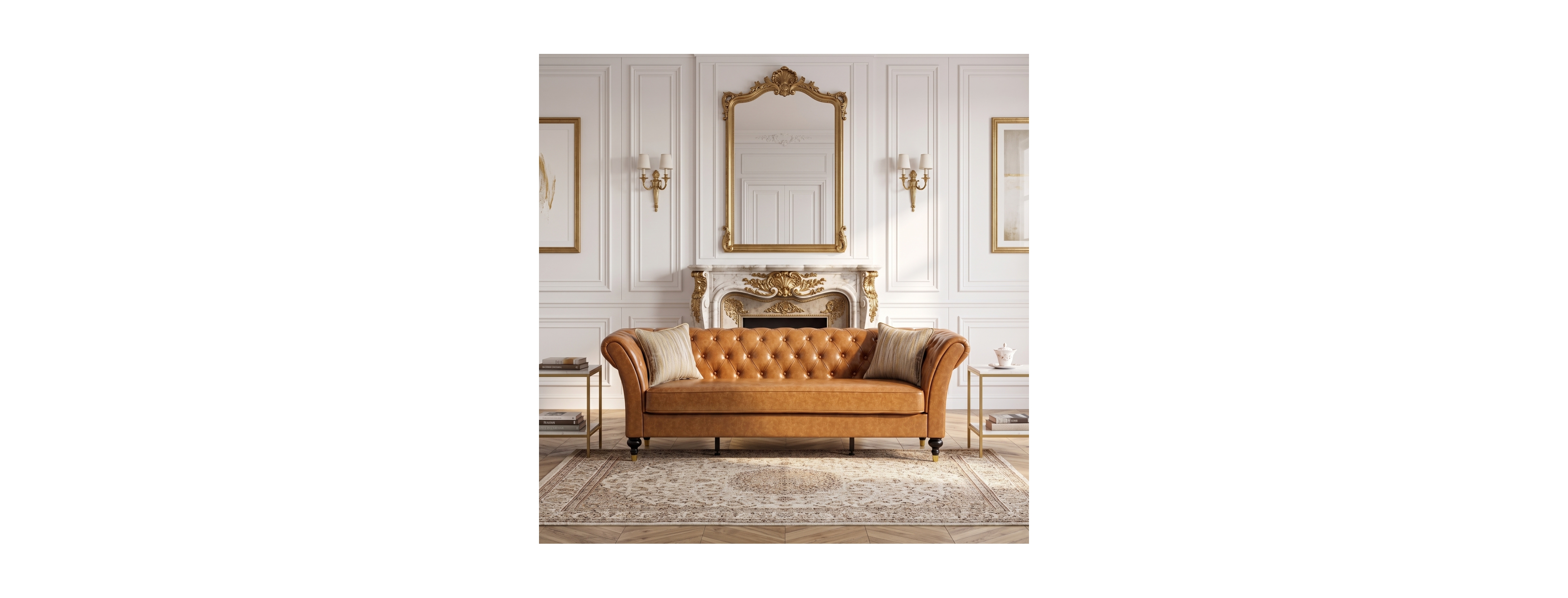 Streamdale Furniture 88.5" Classic Chesterfield Faux Leather 3-Seater Sofa