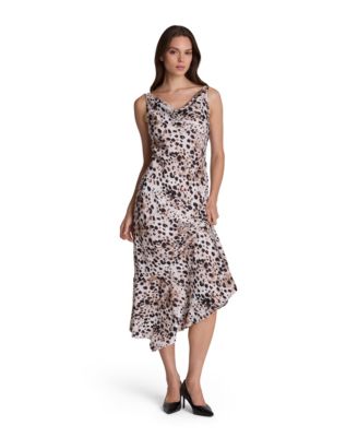 Women's Cowl-Neck Asymmetrical Satin Dress