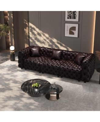 Modern 105.7" Faux Leather Modular Sectional Sofa with Tufting