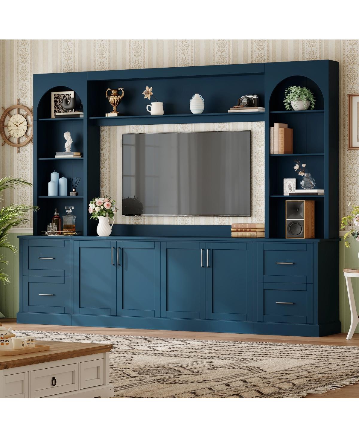 Streamdale Furniture Modern Arched Farmhouse Tv Stand and Entertainment Center for TVs Up to 65" - Blue
