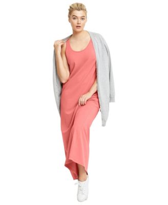 Women's Cotton Spandex Scoop Neck Sleeveless A-Line Maxi Dress