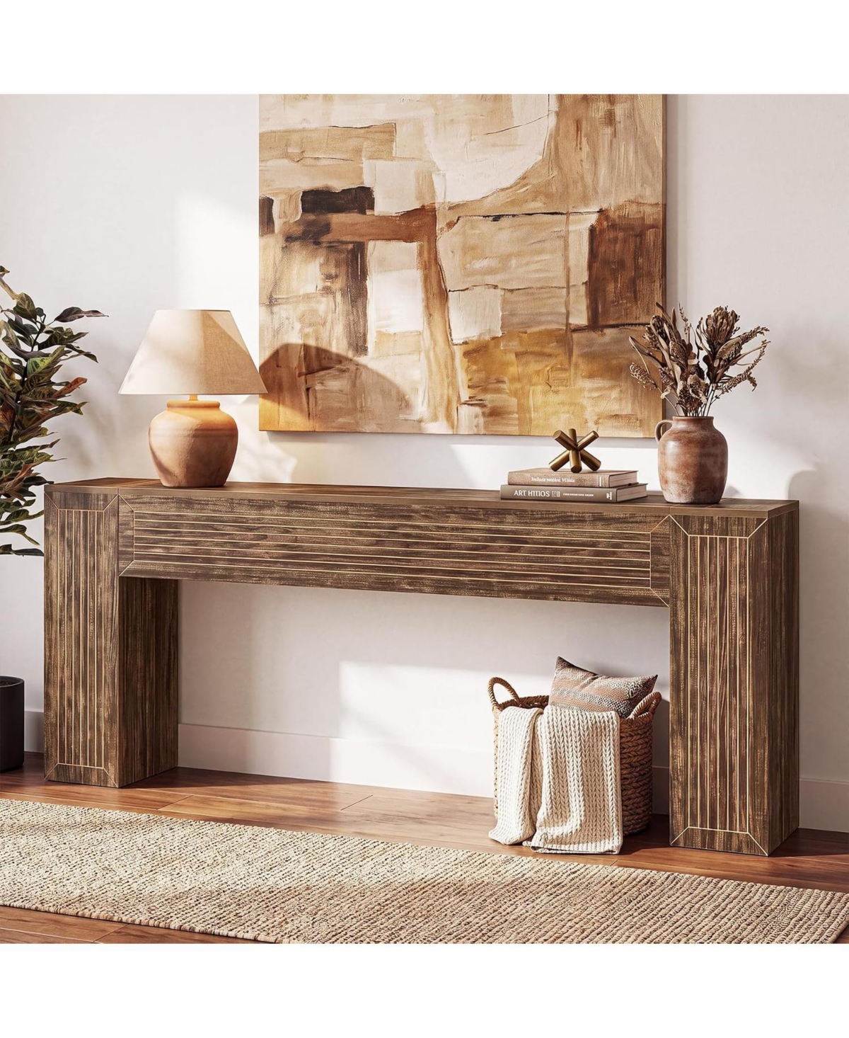 Tribesigns Extra Long Sofa Table: 79" farmhouse console table with fluted legs. Behind couch for entryway, living room, hallway.