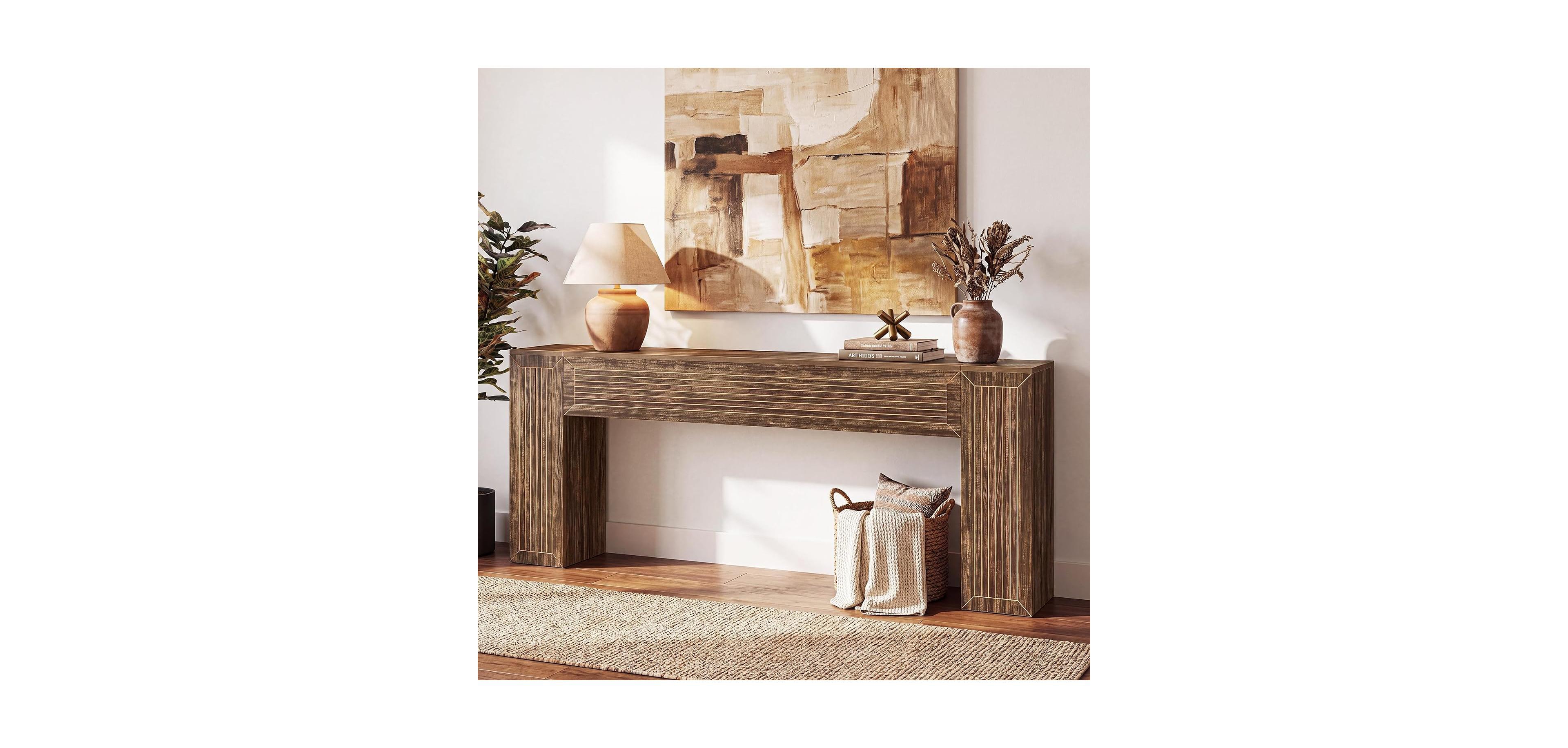 Tribesigns Extra Long Sofa Table: 79" farmhouse console table with fluted legs. Behind couch for entryway, living room, hallway.