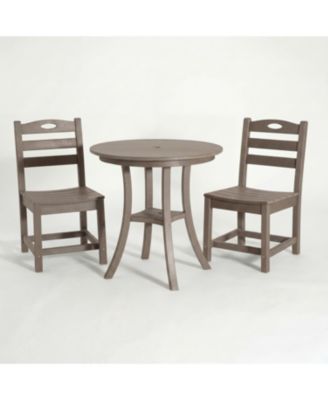 HDPE 3-Piece Outdoor Patio Bistro Set Round Table with 2 Chairs Small Space Bistro Set