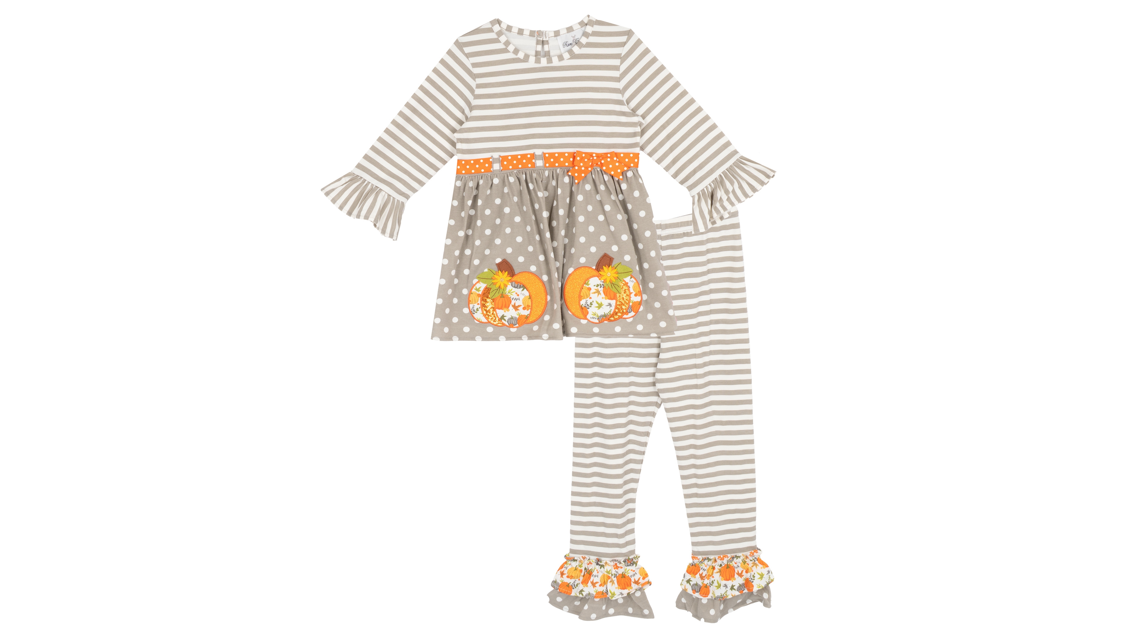 Rare Editions Toddler Girls' 2T-5T Long-Sleeve Striped Polka-Dot Top and Pants, 2-Piece Set