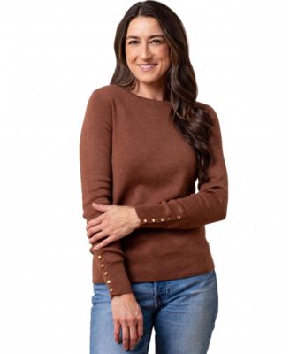 Women's Rib-Knit Fitted Long-Sleeve Crewneck Sweater