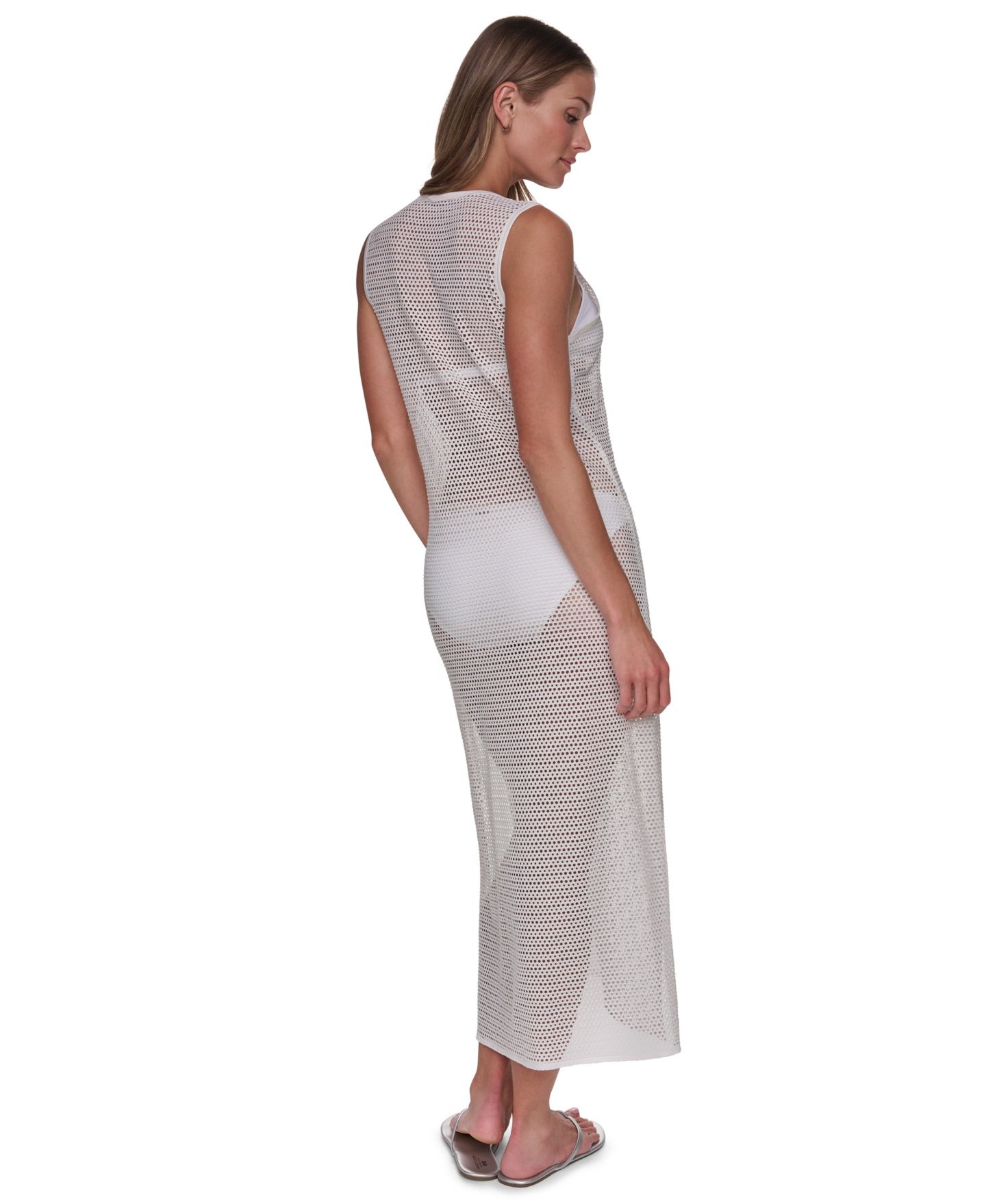Женское платье DKNY Mesh Maxi Dress Swim Cover-Up, цвет: Чёрный — фото 14