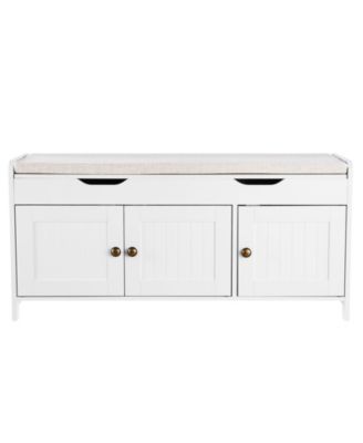 41.3 Inch Lift Top Shoe Storage Bench with Seat Cushion
