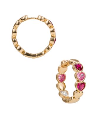 Crystal Gold-Tone Heart Hoop Earrings
