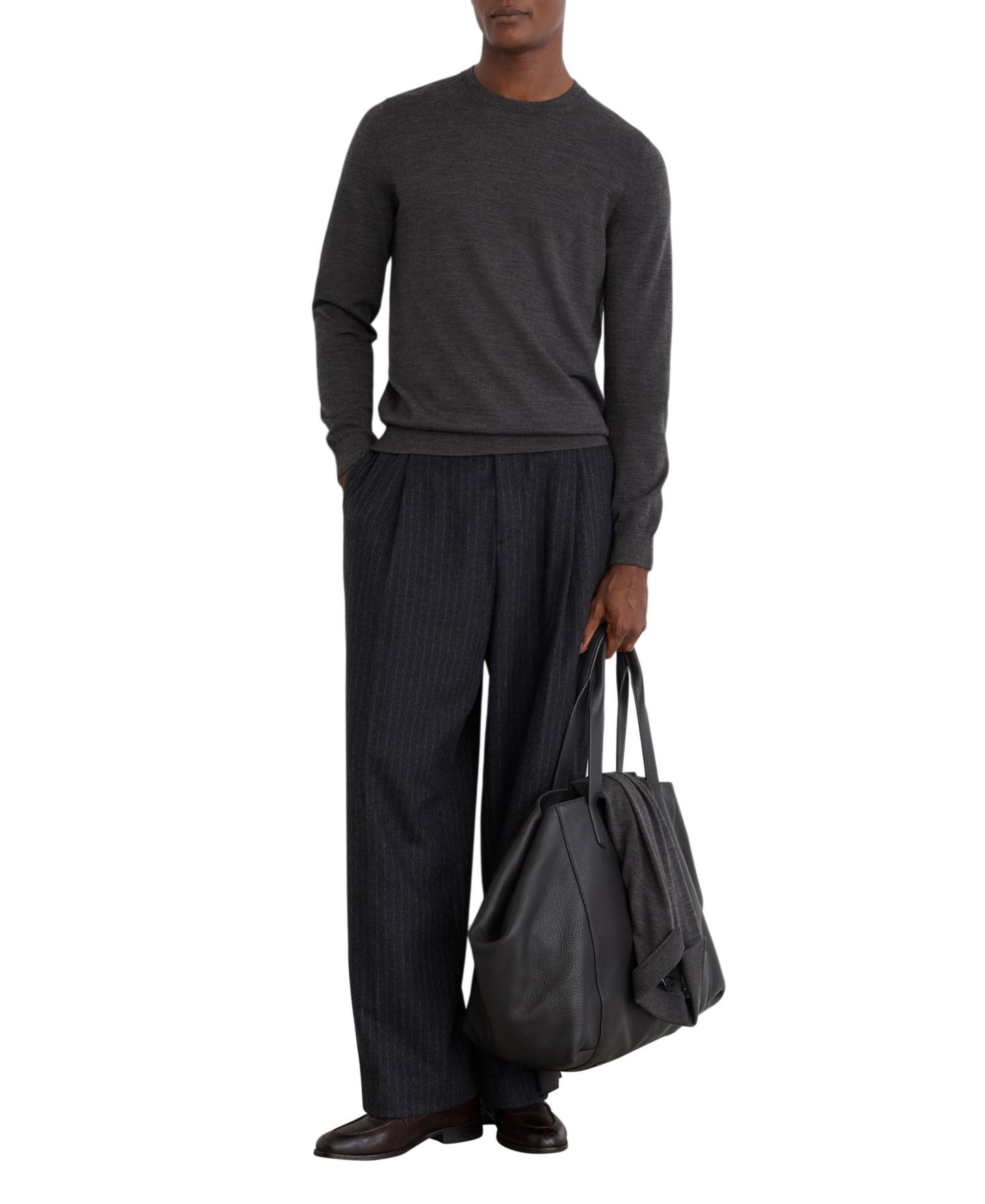 Мужской свитер REISS Wessex Long-Sleeve Slim-Fit Merino Wool, цвет: Тёмный коричневый — фото 4
