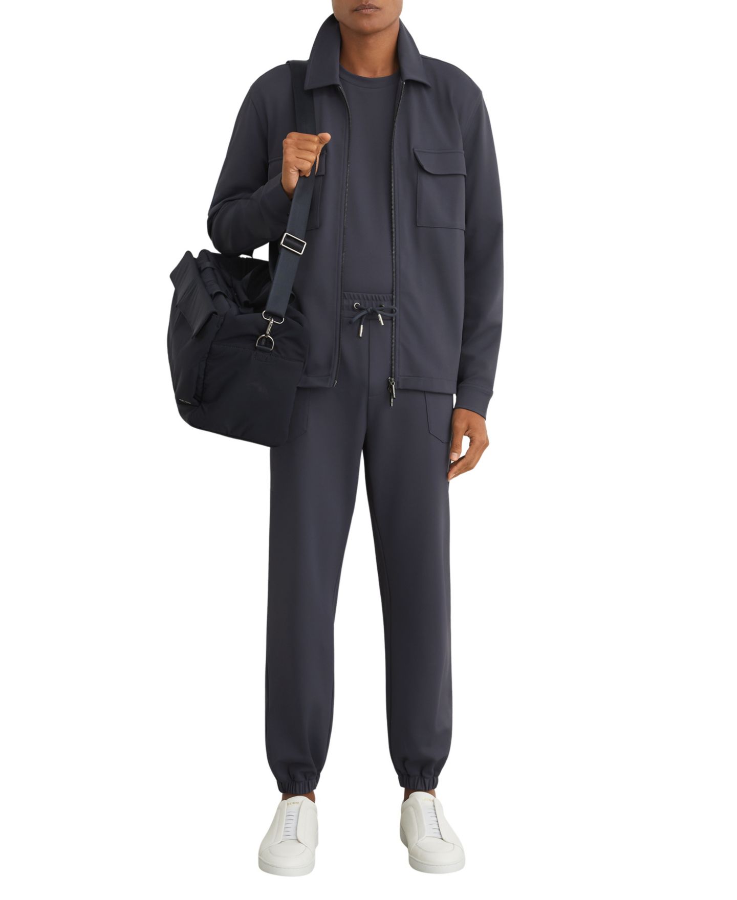 Мужская рубашка REISS Glover Zip-Through Stretch, цвет: Синий — фото 4