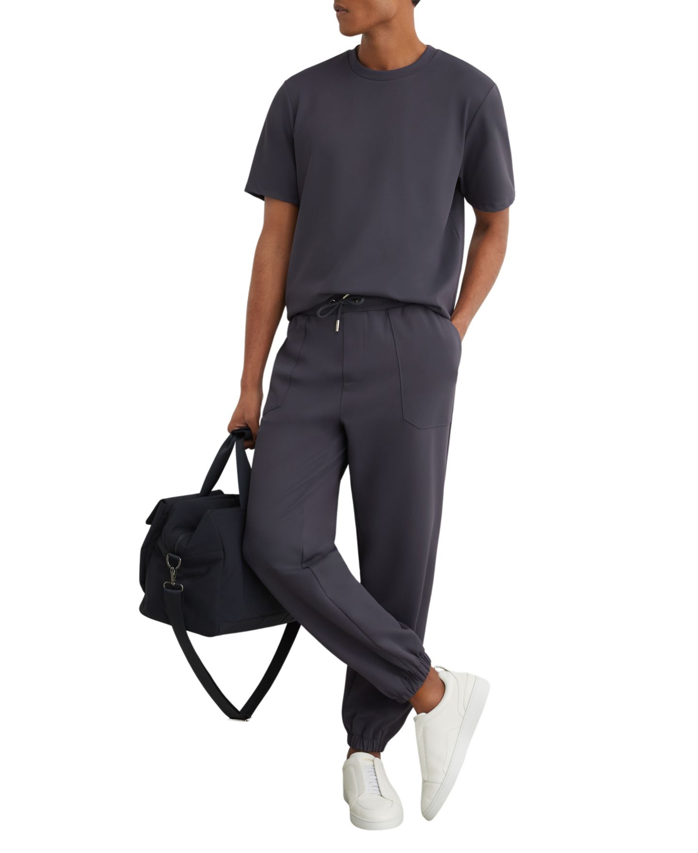 Мужская футболка REISS Day Stretch-Twill, цвет: Синий — фото 4