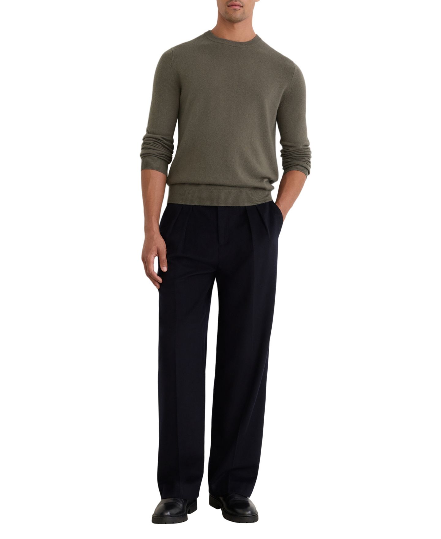 Мужской свитер REISS Cashmere Crewneck Ribbed, цвет: Зелёный — фото 4