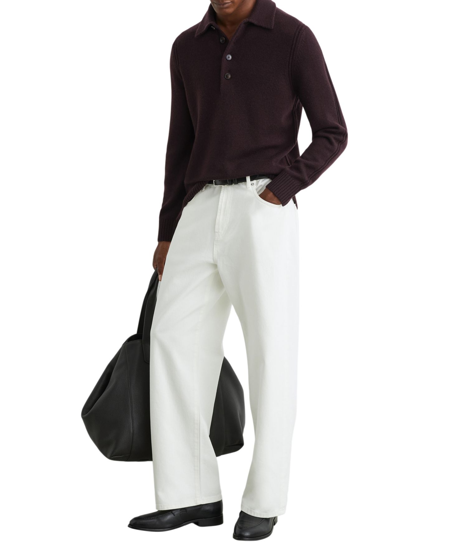 Мужской свитер REISS County Long-Sleeve Half-Button, цвет: Бордо — фото 4