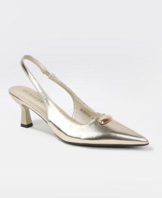 Makenna Gold-Tone Accent Slingback Heels
