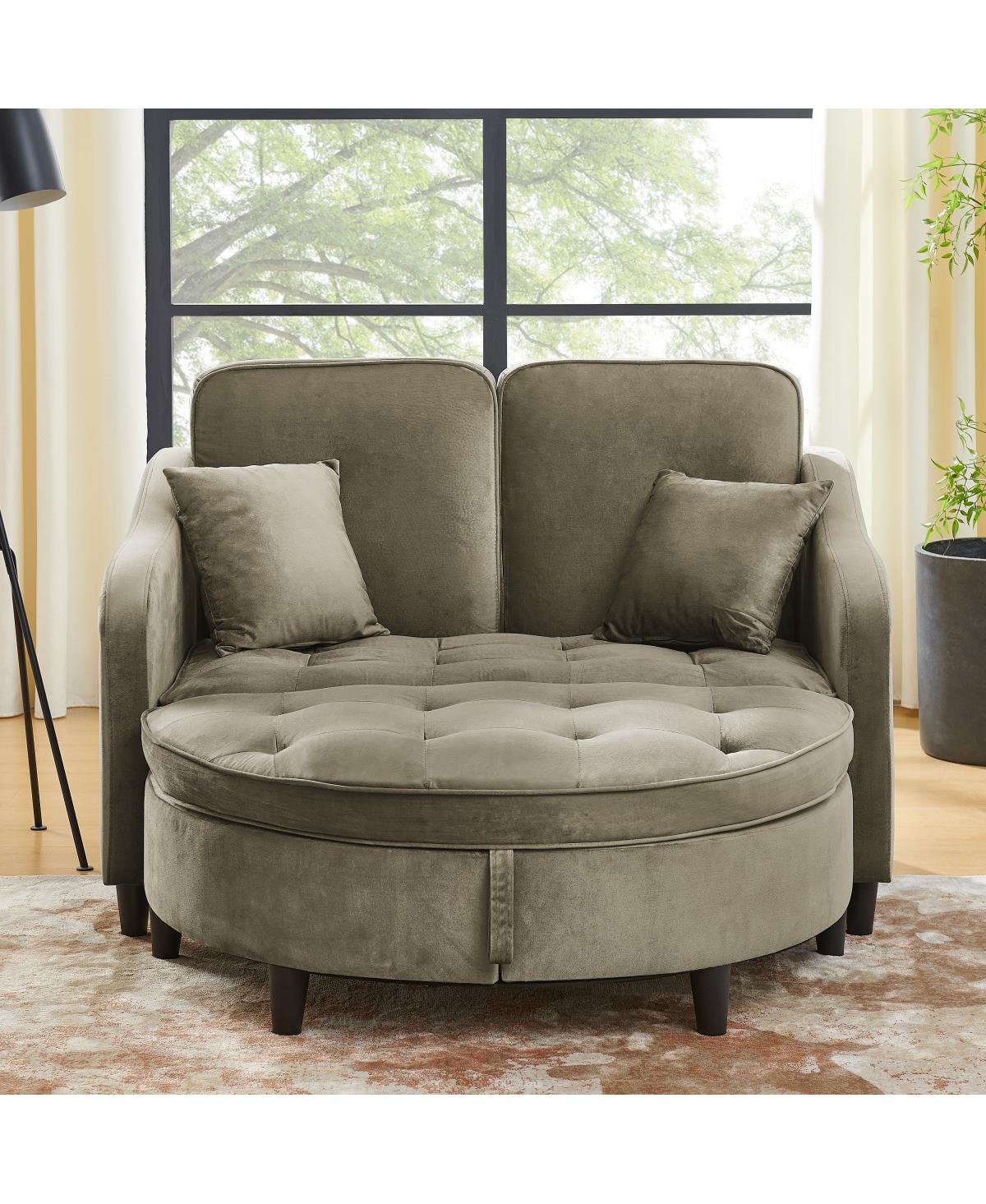 Streamdale Furniture Two-Seater Sofa with Storage Footstool and Usb Charging, Brown