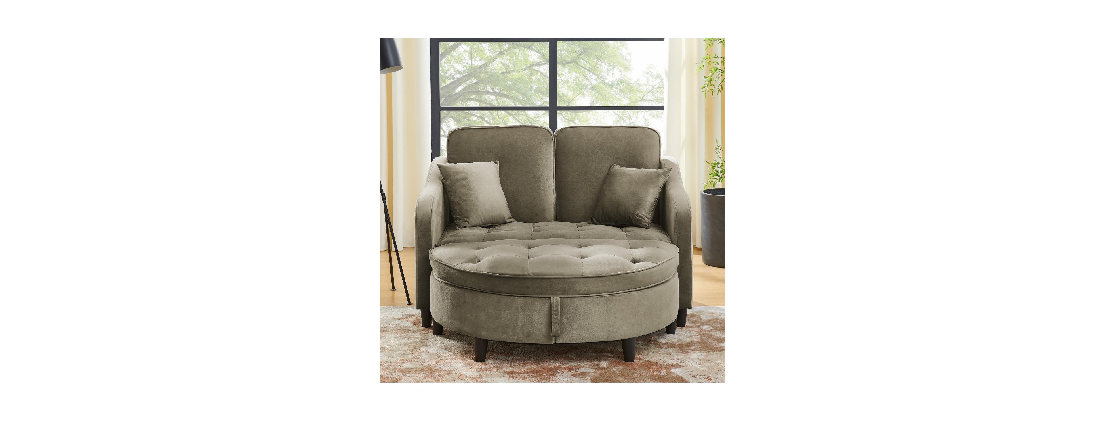 Streamdale Furniture Two-Seater Sofa with Storage Footstool and Usb Charging, Brown