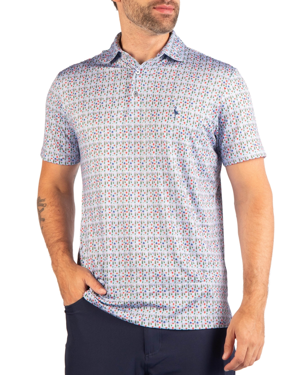 Tailorbyrd Men's Holiday Happy Hour 4-Way Stretch Regular-Fit Polo Shirt