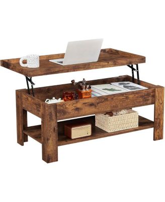 Modern Lift-Top Coffee Table with Wood Design and Storage Shelf