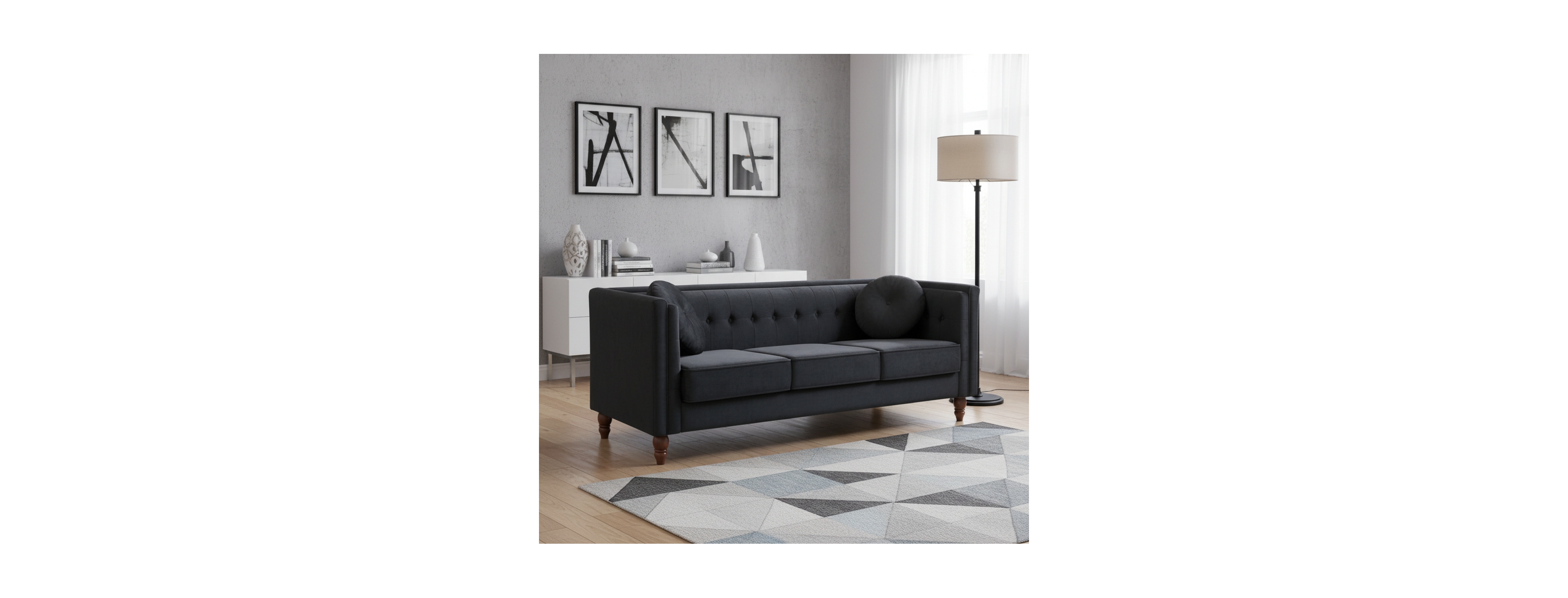 Streamdale Furniture Classic Tufted Velvet Chesterfield Sofa with Wood Legs